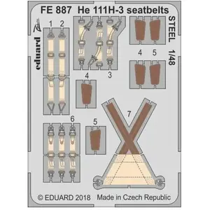 Accessoire Eduard Ceintures de sécurité Heinkel He-111H-3 WWII Bombardier allemand STEEL (conçu pour être utilisé avec des kits ICM) [He-111H-6]  1/48Vendu paramazon