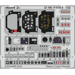 Accessoire Eduard P-51D Mustang nord-américain (conçu pour être utilisé avec les kits Revell) 1/32EDUA33186  - Kit de superdétail pour avions 