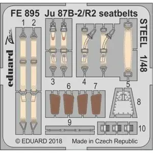 Accessoire Eduard Ceintures de sécurité Junkers Ju-87B / R-2 'Stuka' STEEL (conçu pour être utilisé avec les kits Airfix)  1/48 EDFE895  - Kit de supe