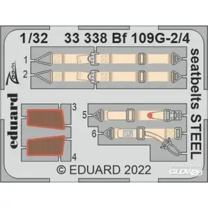 Eduard Ceintures de sécurité Bf 109G-2/4 ACIER pour REVELL 1/32Edua33338  - Pièces photodécoupées - usage général Vendu paramazon