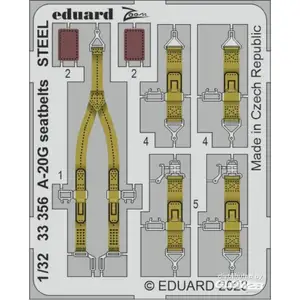 Eduard A-20G seatbelts STEEL 1/32 HKM 1/323933356  - Pièces photodécoupées - usage général Vendu paramazon