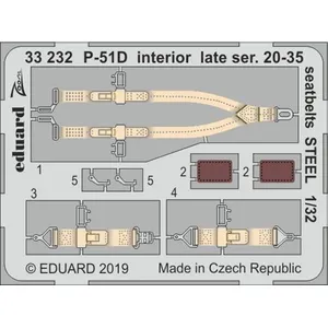 P-51d Interior Late Ser. 20-35 Seatbelts Steel F.tamiya - 1:32e - Edua...