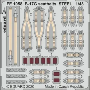 Accessoire Eduard Ceintures de sécurité Boeing B-17G Flying Fortress STEEL 1/48 (conçues pour être utilisées avec les kits de modèles Hong Kong) C  1/Vendu paramazon