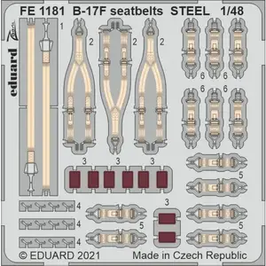 Accessoire Eduard Ceintures de sécurité B-17F ACIER 1/48 pour HKM  1/48 7241181  - Kit de superdétail pour avions Vendu paramazon