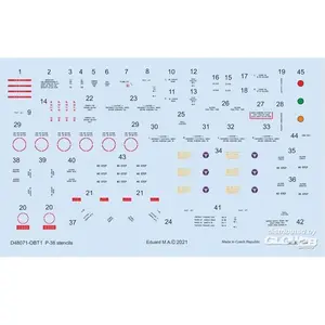 Eduard Décal Pochoirs P-38 1/48 pour TAMIYA/ACADEMY/HASEGAWA  1/48 7307071  - Décalcomanies pour avions civils Vendu paramazon