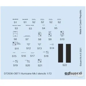 Eduard Décal Pochoirs Hurricane Mk.I pour ARMA HOBBY/REVELL/AIRFIX 1/72EduaD72036  - Décalcomanies pour avions militaires Vendu paramazon