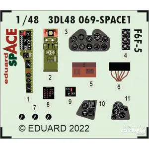 Eduard F6F-5 ESPACE 1/48  1/48 Edua3DL48069  - Pièces photodécoupées - usage général Vendu paramazon