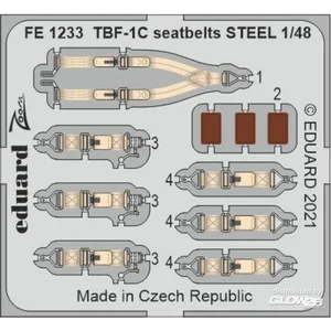 Eduard Ceintures de sécurité TBF-1C ACIER, pour ACADEMY  1/48 EduaFE1233  - Pièces photodécoupées - usage général Vendu paramazon