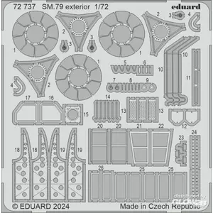 Eduard SM.79 exterior ITALERI 1/723972737 - Pièces photodécoupées - usage général 