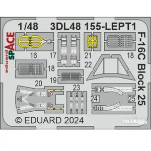 Accessoire Eduard F-16C Block 25 SPACE 1/48  1/48 Edua3DL48155  - Kit de superdétail pour avions 
