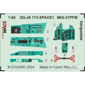 Accessoire MiG-21PFM turquoise SPACE 1/48 EDUARD  1/48 Edua3DL48173  - Kit de superdétail pour avions Vendu paramazon