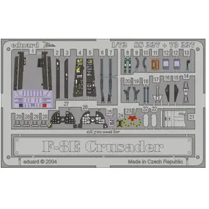 Accessoire Eduard Vought F8E Crusader- pièces pré-peintes en couleur (pour maquettes Academy) 1/72EDUA73227  - Kit de superdétail pour avions 
