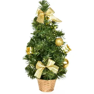 Arbre décoré avec des décorations dorées 30 cm
