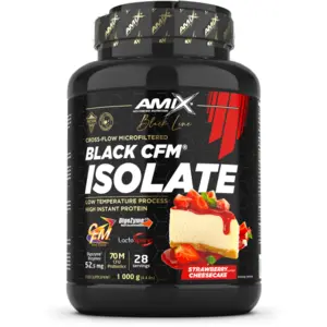 Comparateur de prix : Amix Isolat De Protéine De Lactosérum Black Cfm Gâteau Au Fromage Aux Fraises 1kg One Size
