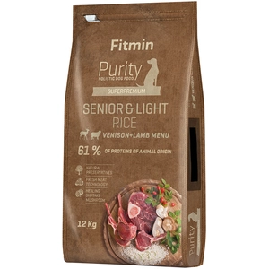 12 kg Fitmin dog Purity Rice Senior & Light Venison & Lamb Nourriture pour chien sèche pas cher