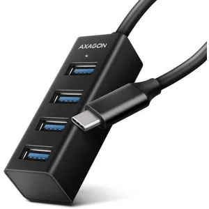 AXAGON Mini hub USB-C Superspeed Compatible HUE-M1C, 4 Ports USB 3.0-20 cm, Noir