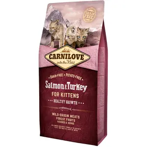 6kg Healthy Growth saumon, dinde Carnilove - Croquettes pour chat pas cher