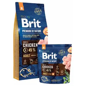 Comparateur de prix : BRIT Premium by Nature Adult M Adulto MANZANA, Pollo, MAÍZ 15 KG