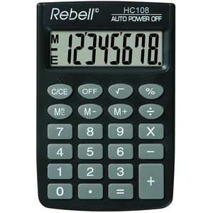 REBELL re de hc108 Calculatrice à 8 chiffres écran LCD et triple fonction mémoire, Noir