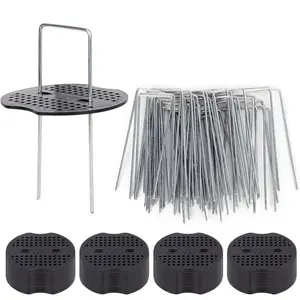 50 Piquets De Jardin Avec Rondelles, Piquets De Fixation En Acier Galvanisé Pour Baches Agraphes De Fixation De Toile De Paillage Piquets GalvaniséVendu parmanomano