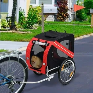 Remorque de Vélo Pliable pour Chien YIS - Noir/Rouge 73 x 137 x 90 cm pas cher