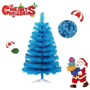 Sapin de Noël Artificiel - Bleu Ciel - 60 cm - Support Robuste - Décor... pas cher