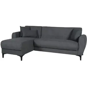 Canape angle fixe [en.casa] 4 places en tissu gris 154 x 229 x 84 cm