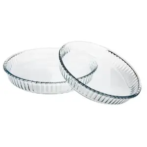 Borcam 2 moules à tartes rond Prex verre Ø26 cm et Ø32 cm Absolument Maison pas cher