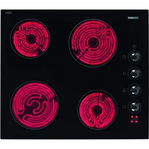 Comparateur de prix : Table de cuisson vitrocéramique 58cm 4 feux 5800w noir Beko HIC64100