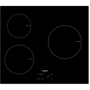 Table de cuisson induction 58cm 7250w 3 feux noir - HII63401MT - BEKO pas cher