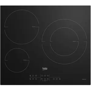 Table induction BEKO HII61M 3 foyers 60 cm Noir pas cher
