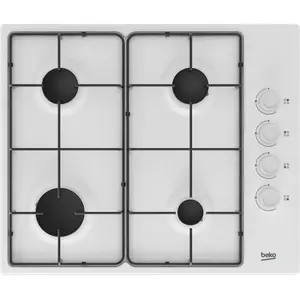 Comparateur de prix : Beko - table de cuisson gaz 60cm 4 feux blanc  higg64123sw - HIGG64123SW