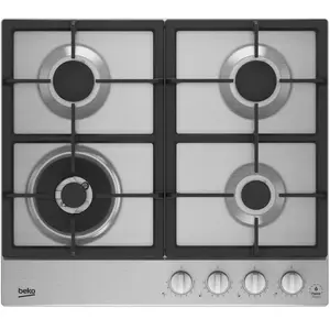 Plaque de cuisson Gaz - BEKO -3 Gaz + 1 Wok - L60 cm - HIAW64325SX TU pas cher