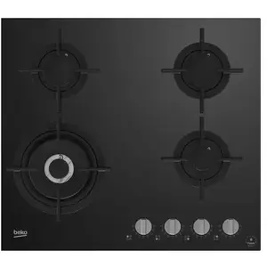 Beko - table de cuisson gaz 60cm 4 feux noir hilw64322s - HILW64322S pas cher