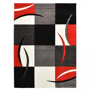 HOMEMAISON Tapis salon et chambre 160x230 rouge rectangle tissé motif damier comma pas cher