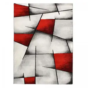 Comparateur de prix : UNAMOURDETAPIS Tapis salon et chambre 80x150 rouge rectangle tissé motif géométrique bri 10