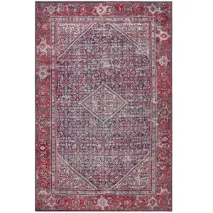 Wecon Home Tapis plat motif vintage rouge et noir pour une déco bohème 290x190