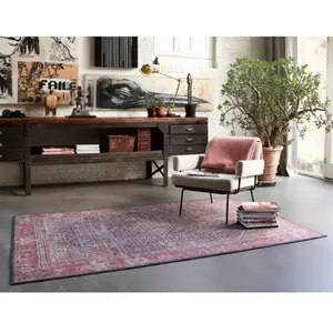 Wecon Home Tapis plat motif vintage rouge et noir pour une déco bohème 230x160 pas cher