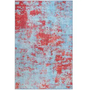 Rugs Direct Tapis tissé extra plat bleu et rouge brique 120x170 pas cher