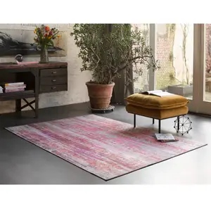 Wecon Home Tapis plat motif vintage rose orangé pour une déco bohème 190x130 pas cher