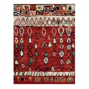 DEZENCO tapis salon 160x230 tissé rouge rectangle motif berbère MO 75 pas cher