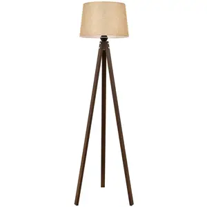 Avonni Lampe sur pied LM-65214-1E avec trépied en bois pas cher