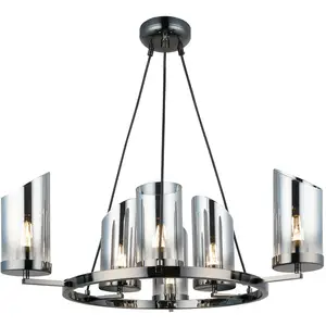 Lucea Lustre Padrela, Ø 68 cm, noir-chromé à 6 lampesVendu parluminaire