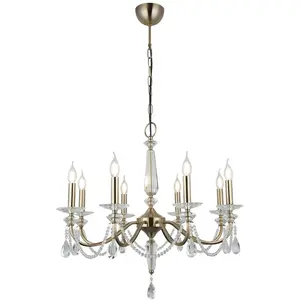 Lucea Lustre Adone, rond, 8 lampes, laiton, verre cristalVendu parluminaire