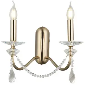 Lucea Applique murale Adone, 2 lampes, laiton, hauteur 30 cm, verre cr... pas cher