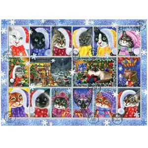 Perre / Anatolian Puzzle 1000 pièces : Collection de timbres de chat de Noël pas cher