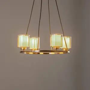 Lucea Lustre Ressa, Ø 59 cm, laiton ancien, à 4 lampes pas cher