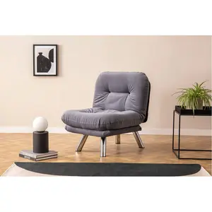 Homitis - Fauteuil convertible pouf Misa gris - 120x68x26 cm T.U pas cher