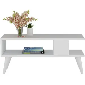 MENZZO Table basse style scandinave Jatte L90xH40cm Blanc pas cher