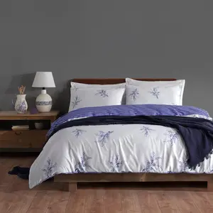 Elizabed - Parure housse de couette Meltem bleu/blanc 140x200 cm pas cher